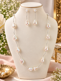 AABHA Pearl Handcrafted Necklace Set with Drop Earrings & Pearl