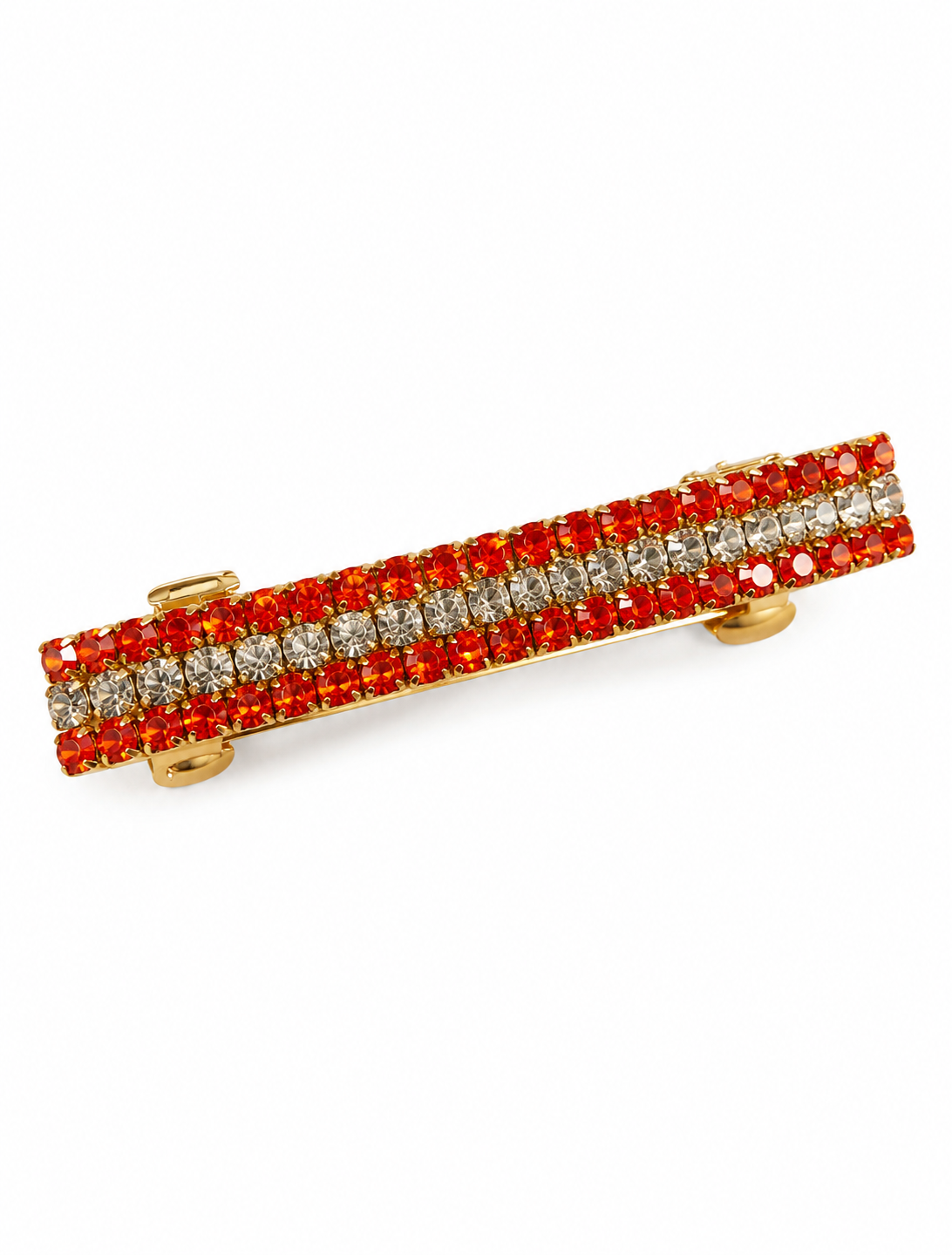 AABHA  KESARIKA Orange Crystal Gold Barrette Hair Clip