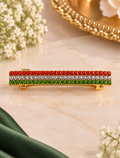 AABHA TRIVARNA. Tricolour Orange White Green Crystal Gold Barrette Hair Clip