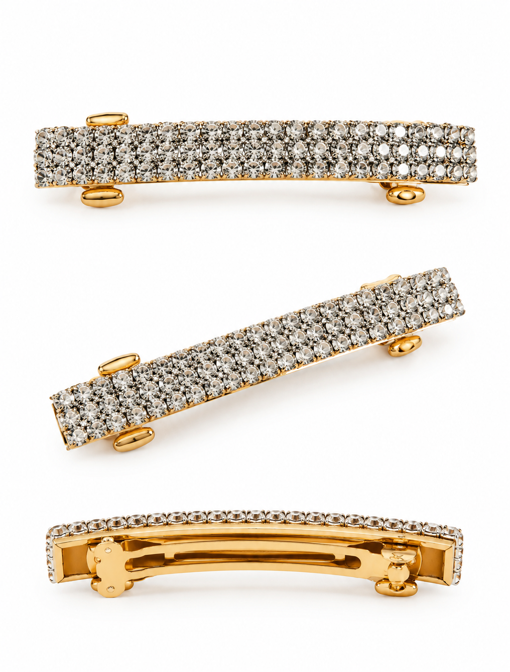 AABHA HIRANYA  White Crystal Gold Barrette Hair Clip