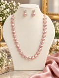 AABHA PATAL  Baby Pink Oval Shell Pearl Mala with Adjustable Dori